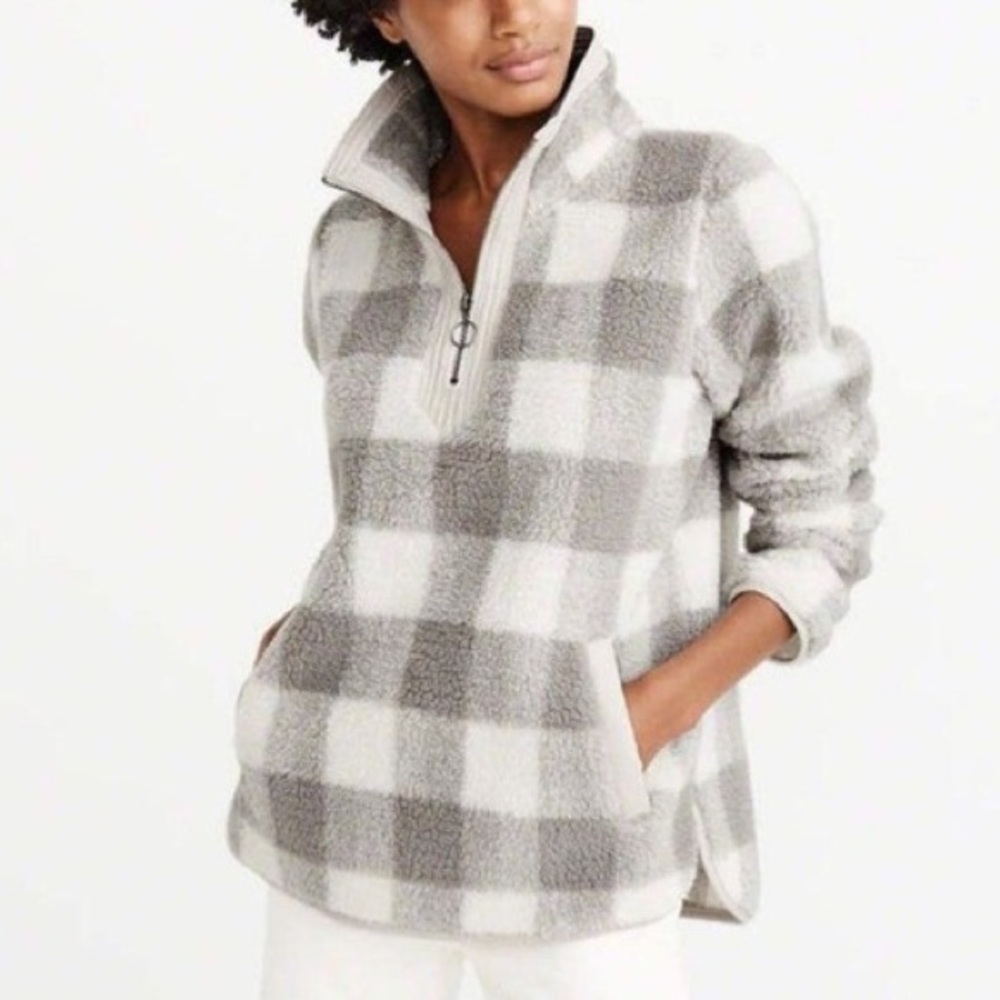 Abercrombie Gingham/Buffalo plaid Sherpa pullover